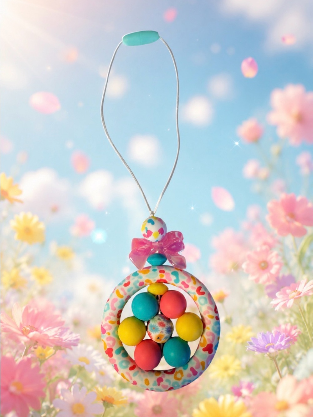 Handmade Colorful beaded Floral Car Charm